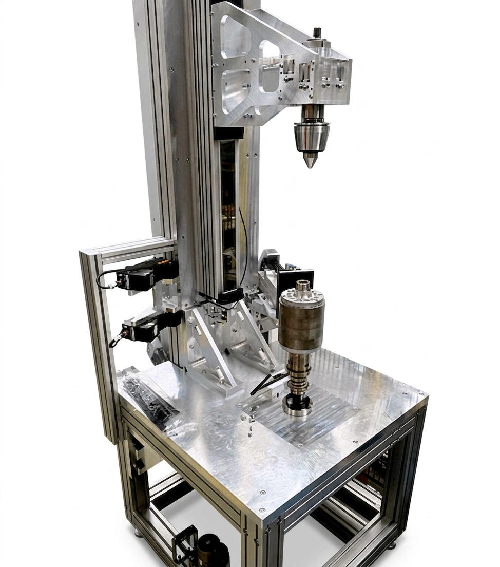 Koob inline test bench with automated rotor handling.
